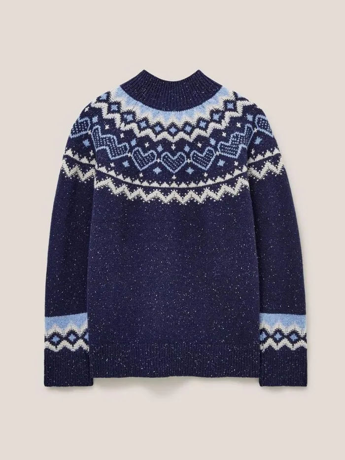 White Stuff KNITWEAR HEART LONGLINE FAIRISLE JUMPER Navy Multi 8211 Women White Stuff KNITWEAR HEART LONGLINE FAIRISLE JUMPER Navy Multi 8211 Women