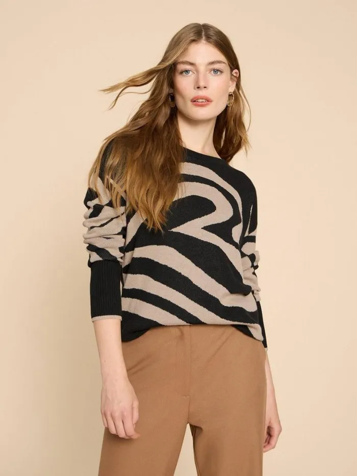 White Stuff KNITWEAR HEART OLIVE JUMPER Black Multi 8211 Women