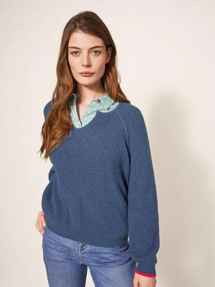 White Stuff KNITWEAR JENNIE RIB JUMPER Dark Navy 8211 Women