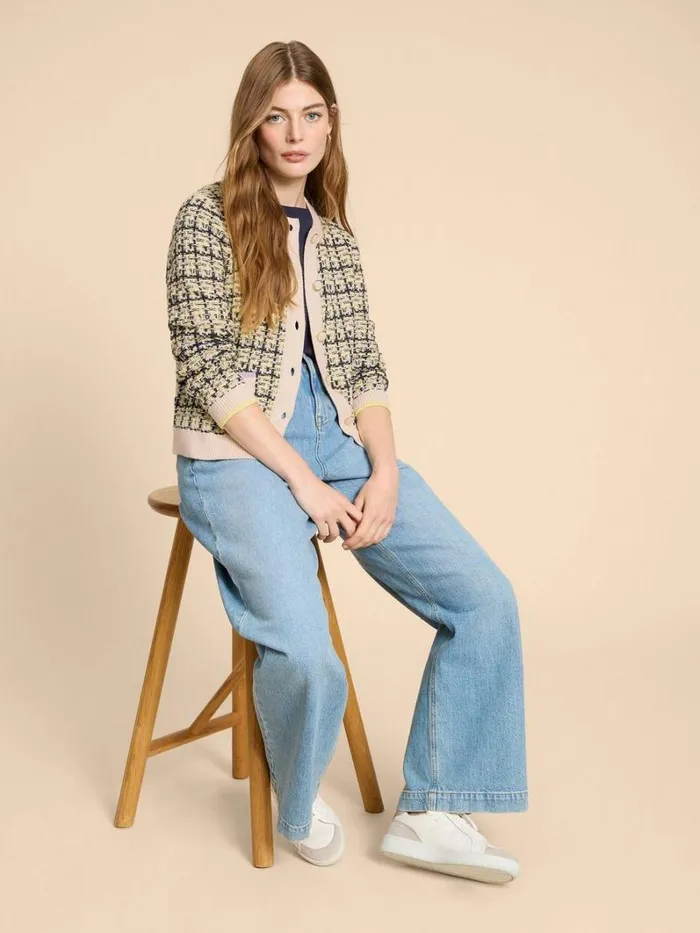 White Stuff KNITWEAR KELLY TEXTURED CARDI White Multi 8211 Women