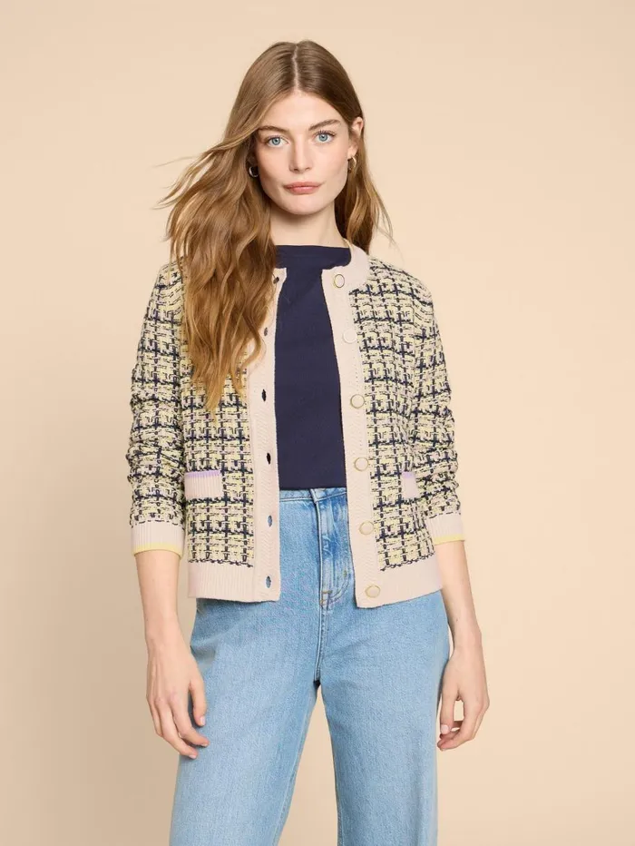 White Stuff KNITWEAR KELLY TEXTURED CARDI White Multi 8211 Women White Stuff KNITWEAR KELLY TEXTURED CARDI White Multi 8211 Women
