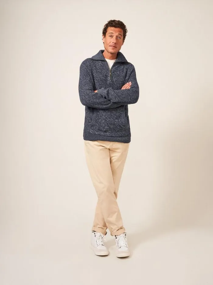 White Stuff KNITWEAR Lakewood Zip Neck Jumper Dark Grey 8211 Men