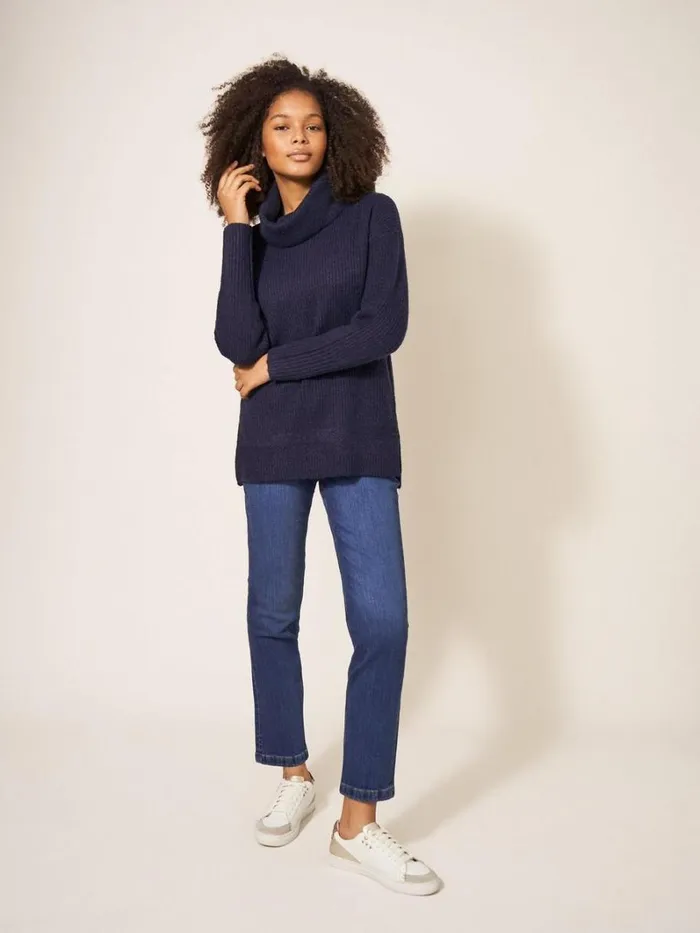 White Stuff KNITWEAR LOVELY RIB JUMPER French Navy 8211 Women
