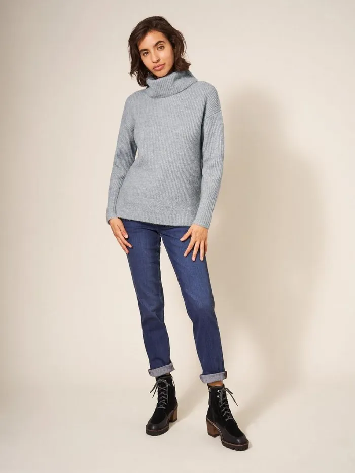 White Stuff KNITWEAR LOVELY RIB JUMPER Light Grey 8211 Women