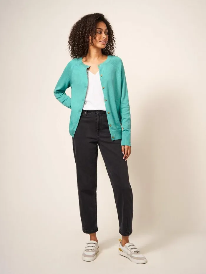 White Stuff KNITWEAR Lulu Crew Neck Cardigan Mid Teal 8211 Women
