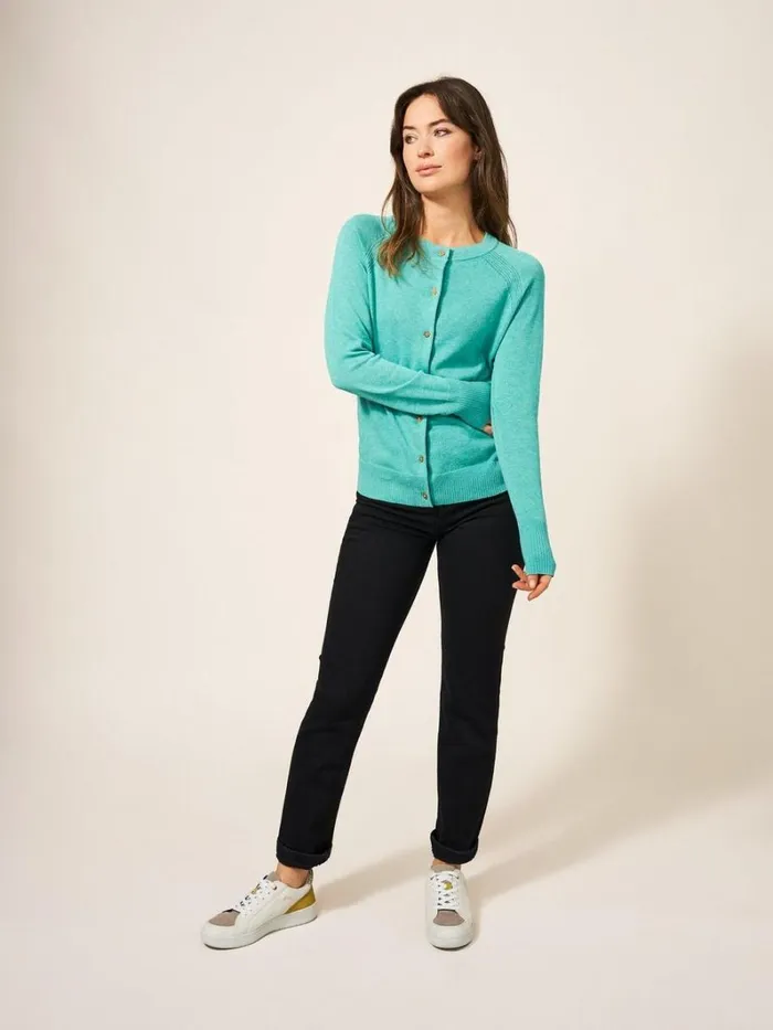White Stuff KNITWEAR Lulu Crew Neck Cardigan Mid Teal 8211 Women White Stuff KNITWEAR Lulu Crew Neck Cardigan Mid Teal 8211 Women