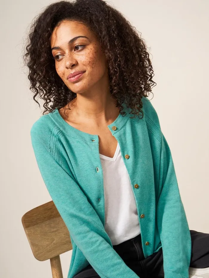 White Stuff KNITWEAR Lulu Crew Neck Cardigan Mid Teal 8211 Women White Stuff KNITWEAR Lulu Crew Neck Cardigan Mid Teal 8211 Women