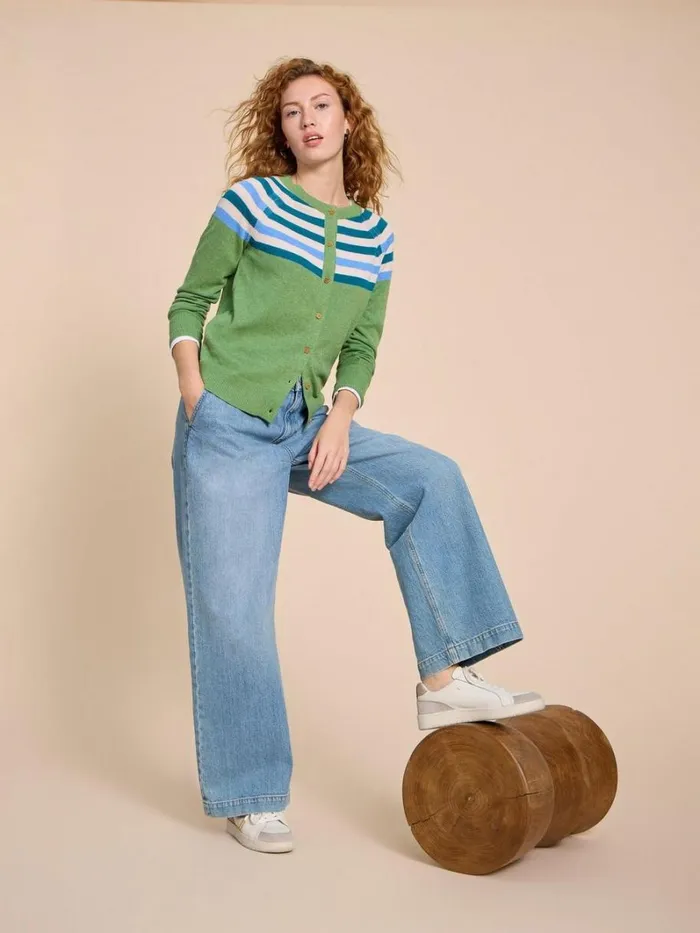White Stuff KNITWEAR LULU KNIT CARDI Green Multi 8211 Women