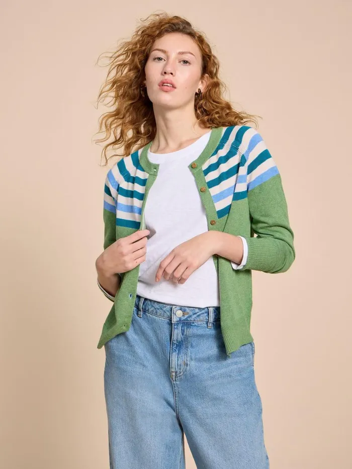 White Stuff KNITWEAR LULU KNIT CARDI Green Multi 8211 Women White Stuff KNITWEAR LULU KNIT CARDI Green Multi 8211 Women