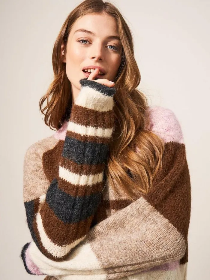 White Stuff KNITWEAR MEDWAY COLOURBLOCK JUMPER Natural Multi 8211 Women