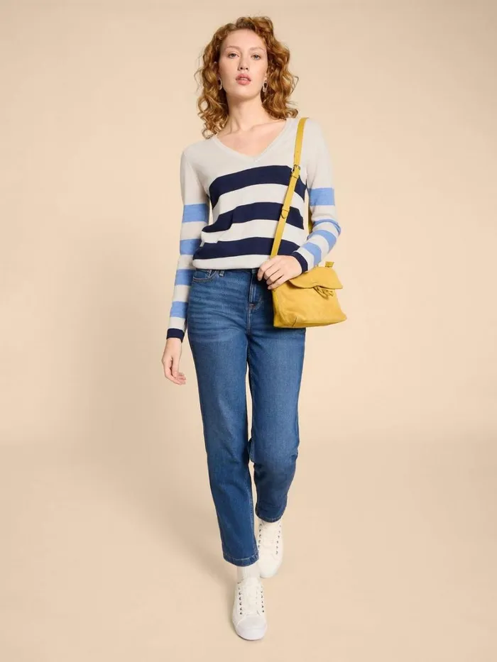 White Stuff KNITWEAR MERINO WOOL JUMPER Navy Multi 8211 Women
