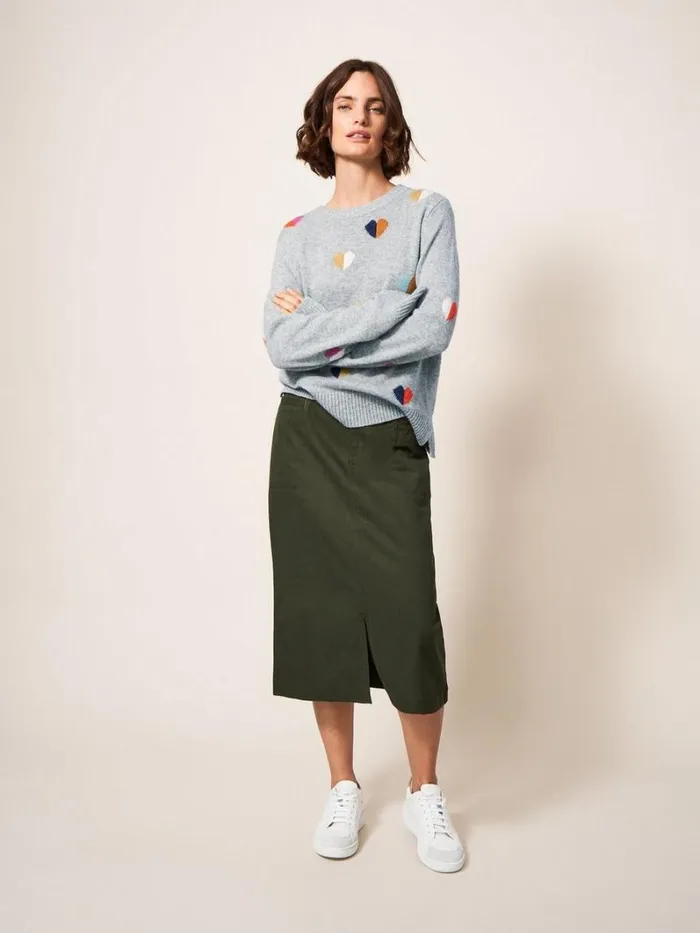 White Stuff KNITWEAR MULTI HEART JUMPER Grey Multi 8211 Women