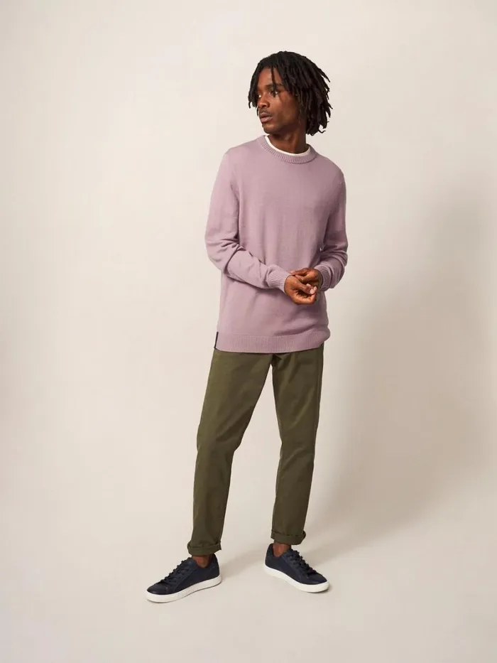 White Stuff KNITWEAR Newport Merino Crew Dusty Pink 8211 Men