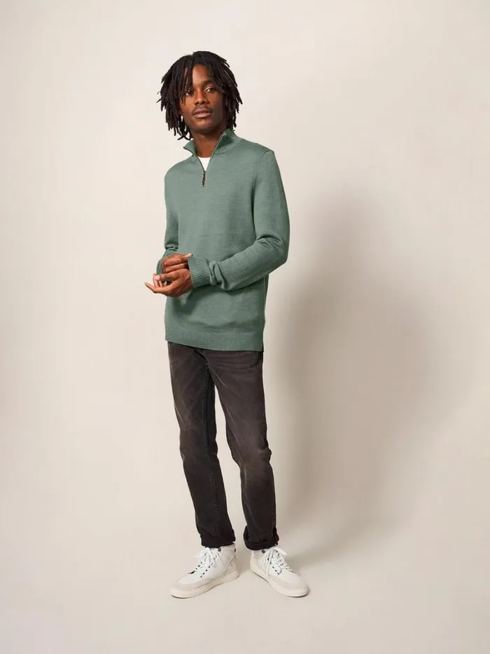 White Stuff KNITWEAR Newport Merino Funnel Dusty Green 8211 Men