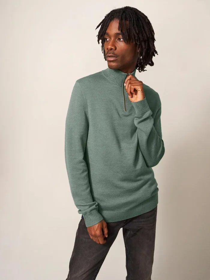White Stuff KNITWEAR Newport Merino Funnel Dusty Green 8211 Men White Stuff KNITWEAR Newport Merino Funnel Dusty Green 8211 Men