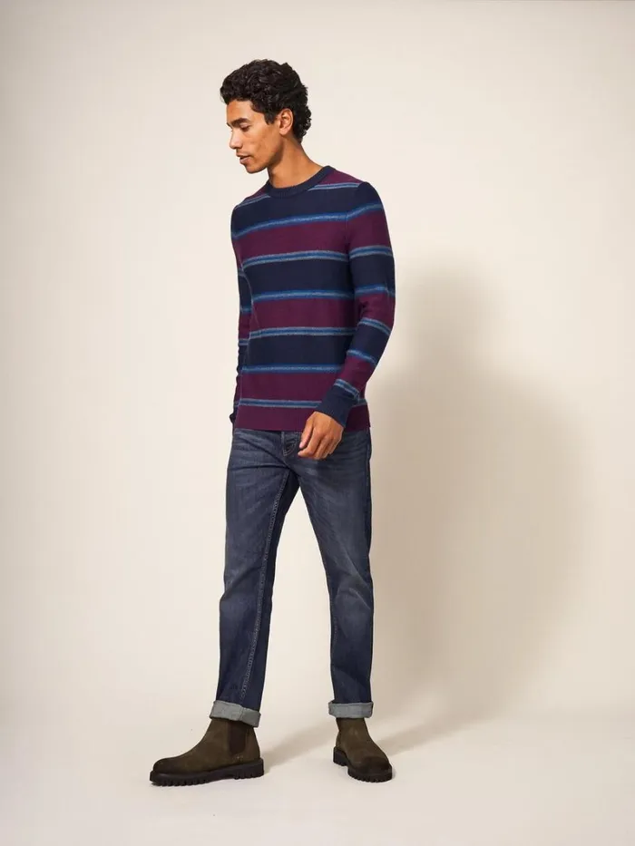 White Stuff KNITWEAR Newport Merino Stripe Crew Navy Multi 8211 Men White Stuff KNITWEAR Newport Merino Stripe Crew Navy Multi 8211 Men