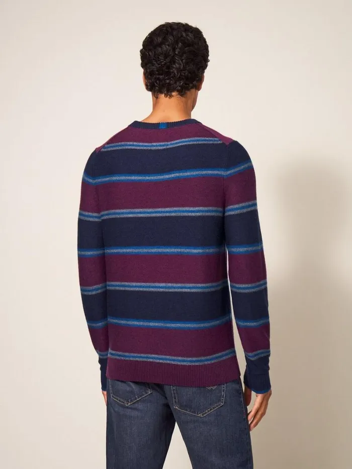 White Stuff KNITWEAR Newport Merino Stripe Crew Navy Multi 8211 Men White Stuff KNITWEAR Newport Merino Stripe Crew Navy Multi 8211 Men