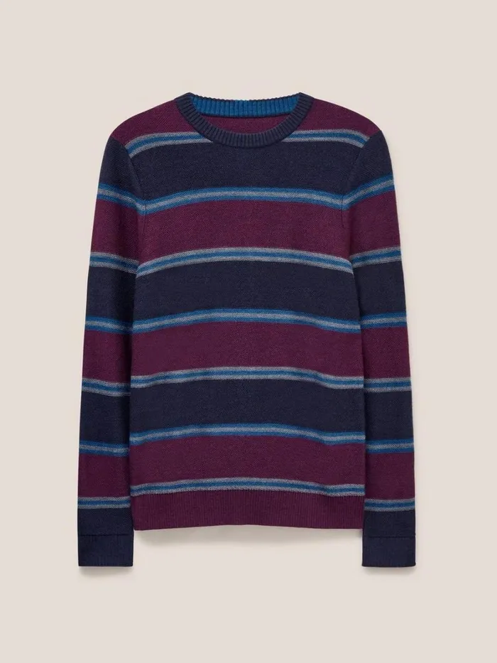 White Stuff KNITWEAR Newport Merino Stripe Crew Navy Multi 8211 Men White Stuff KNITWEAR Newport Merino Stripe Crew Navy Multi 8211 Men