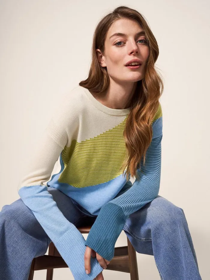 White Stuff KNITWEAR OLIVE ABSTRACT JUMPER Blue Multi 8211 Women White Stuff KNITWEAR OLIVE ABSTRACT JUMPER Blue Multi 8211 Women