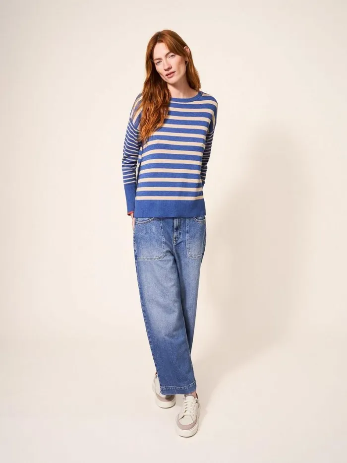 White Stuff KNITWEAR OLIVE STRIPE JUMPER Blue Multi 8211 Women