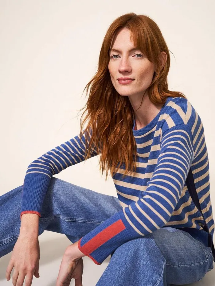 White Stuff KNITWEAR OLIVE STRIPE JUMPER Blue Multi 8211 Women White Stuff KNITWEAR OLIVE STRIPE JUMPER Blue Multi 8211 Women