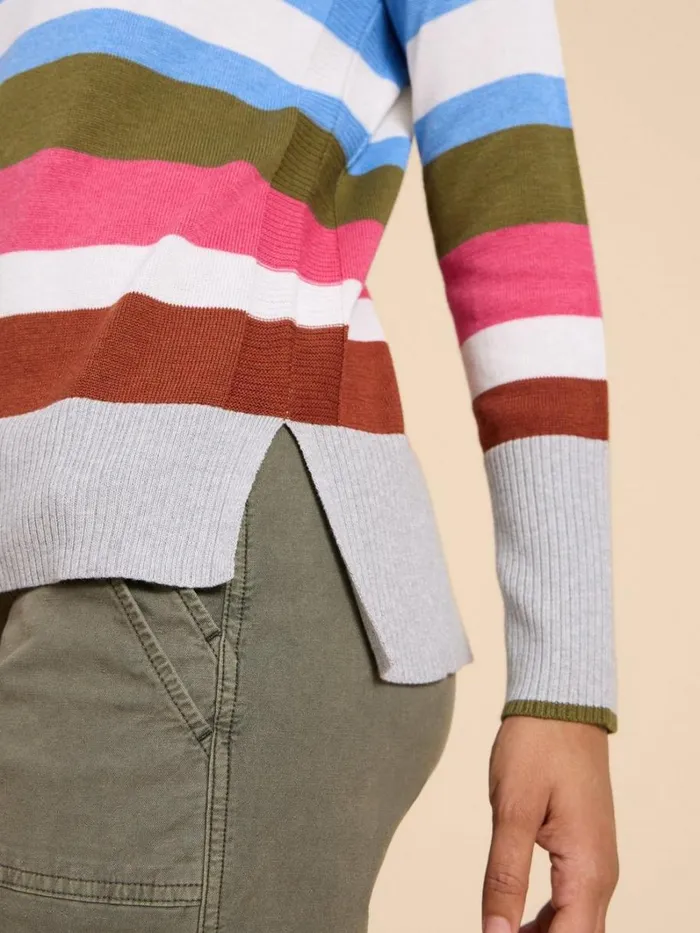 White Stuff KNITWEAR OLIVE STRIPE KNITTED JUMPER Grey Multi 8211 Women White Stuff KNITWEAR OLIVE STRIPE KNITTED JUMPER Grey Multi 8211 Women