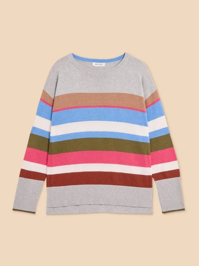 White Stuff KNITWEAR OLIVE STRIPE KNITTED JUMPER Grey Multi 8211 Women White Stuff KNITWEAR OLIVE STRIPE KNITTED JUMPER Grey Multi 8211 Women
