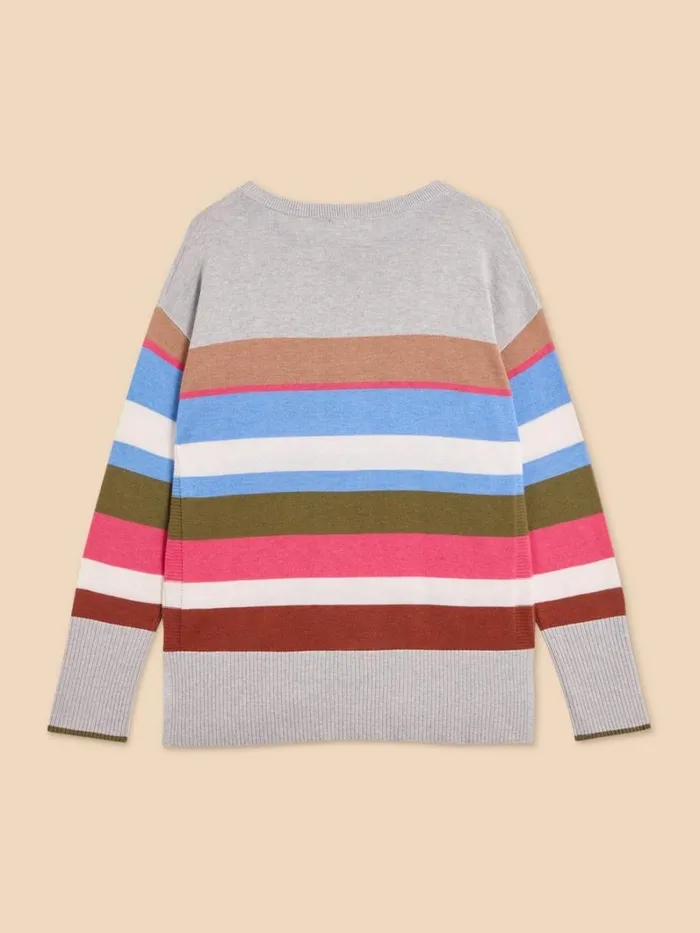 White Stuff KNITWEAR OLIVE STRIPE KNITTED JUMPER Grey Multi 8211 Women White Stuff KNITWEAR OLIVE STRIPE KNITTED JUMPER Grey Multi 8211 Women