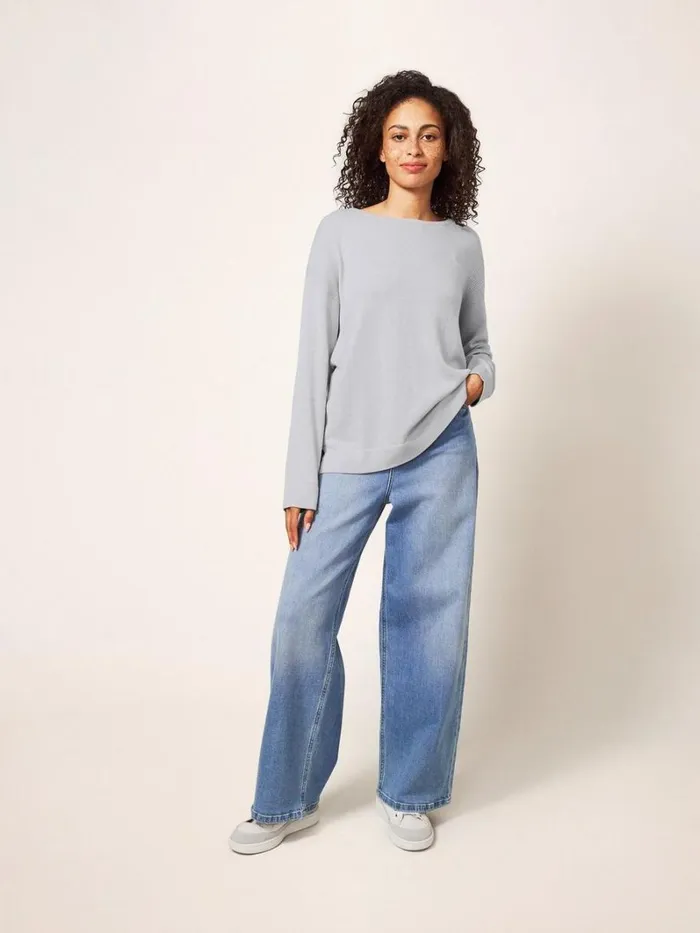 White Stuff KNITWEAR Olivia Crew Neck Jumper Light Grey 8211 Women