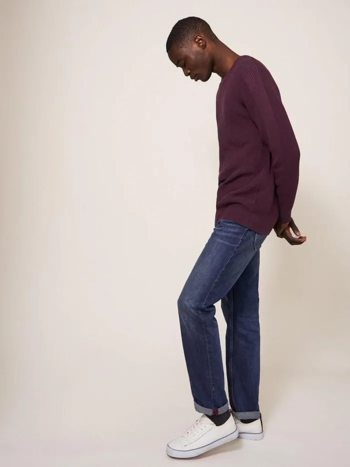 White Stuff KNITWEAR Pentire Crew Dk Plum 8211 Men