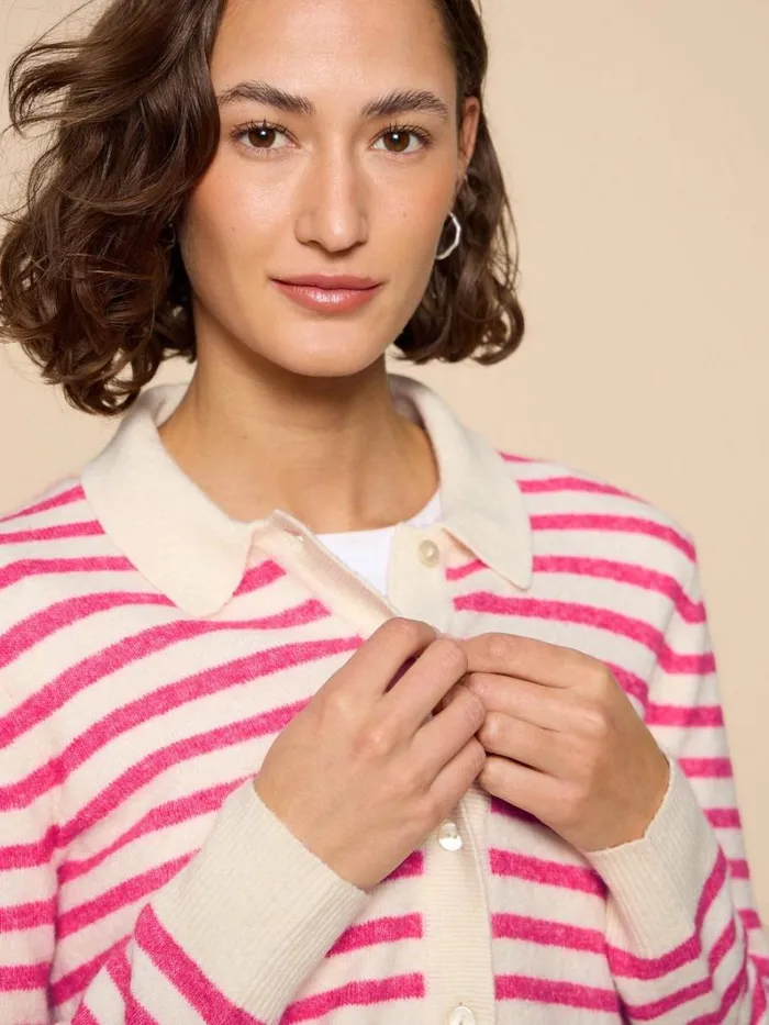 White Stuff KNITWEAR PEONY COLLARED CARDIGAN Pink Multi 8211 Women White Stuff KNITWEAR PEONY COLLARED CARDIGAN Pink Multi 8211 Women