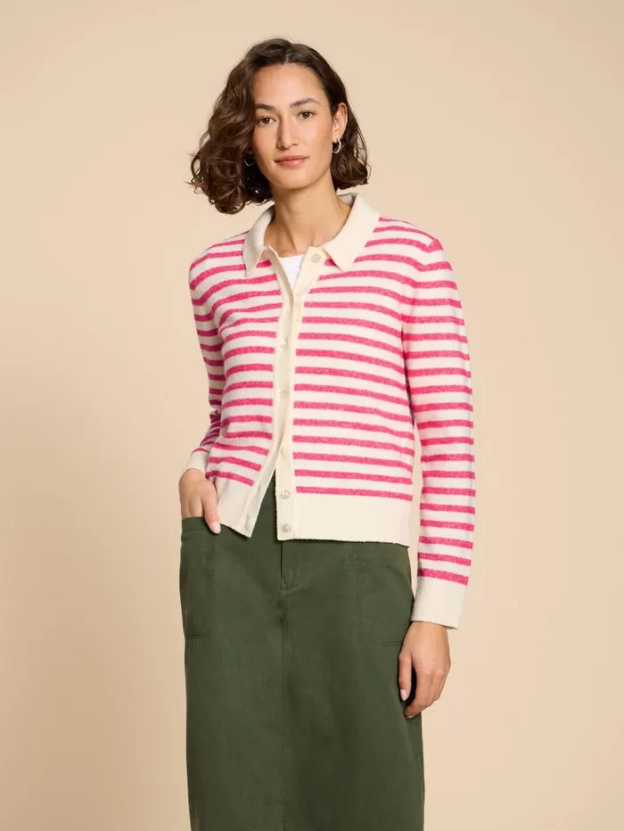 White Stuff KNITWEAR PEONY COLLARED CARDIGAN Pink Multi 8211 Women White Stuff KNITWEAR PEONY COLLARED CARDIGAN Pink Multi 8211 Women