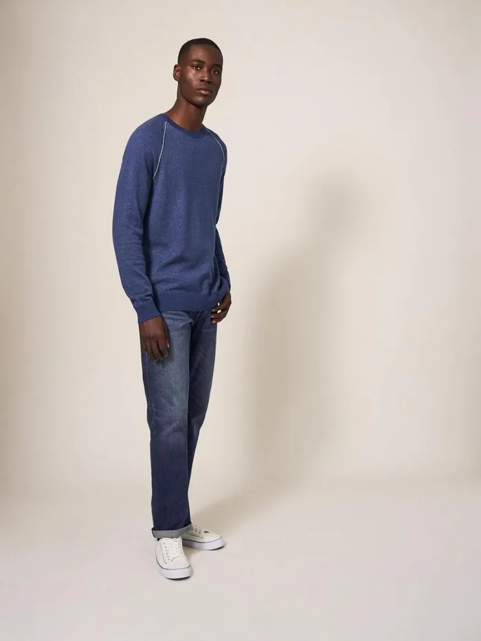 White Stuff KNITWEAR Plated Crew Indigo Blue 8211 Men White Stuff KNITWEAR Plated Crew Indigo Blue 8211 Men
