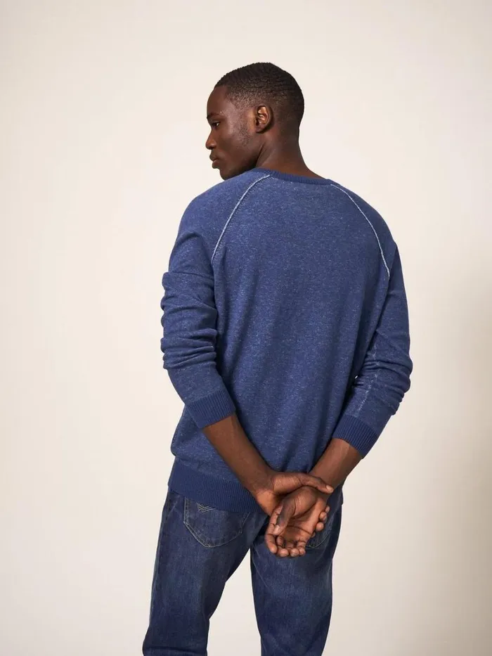 White Stuff KNITWEAR Plated Crew Indigo Blue 8211 Men White Stuff KNITWEAR Plated Crew Indigo Blue 8211 Men