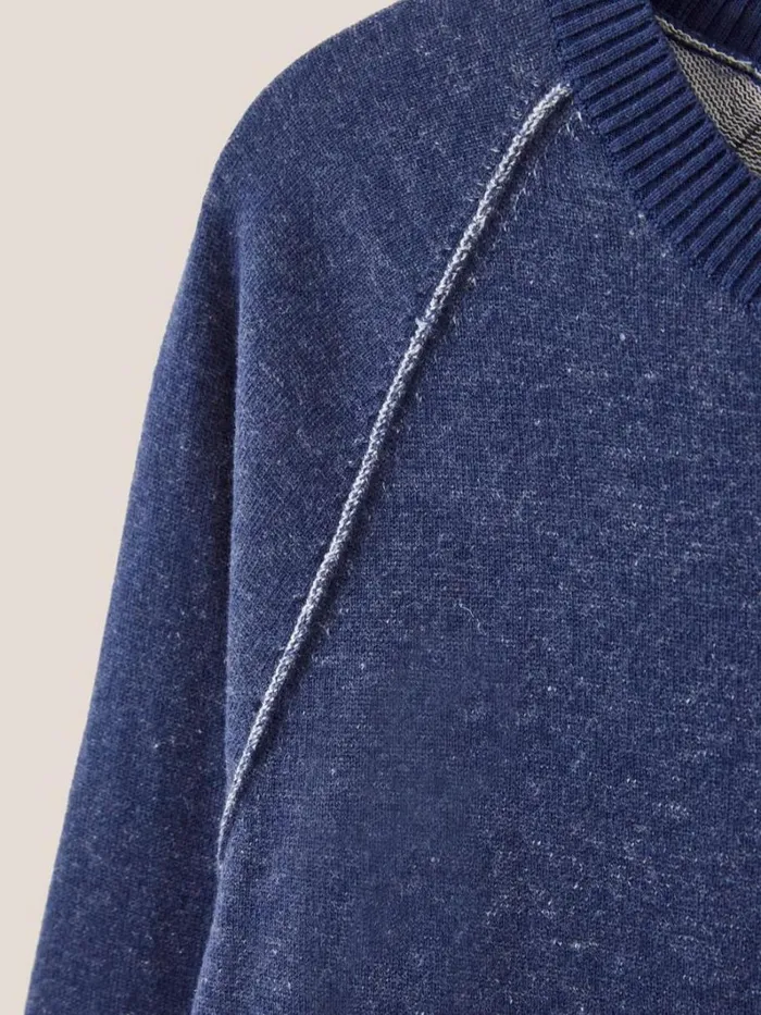White Stuff KNITWEAR Plated Crew Indigo Blue 8211 Men White Stuff KNITWEAR Plated Crew Indigo Blue 8211 Men