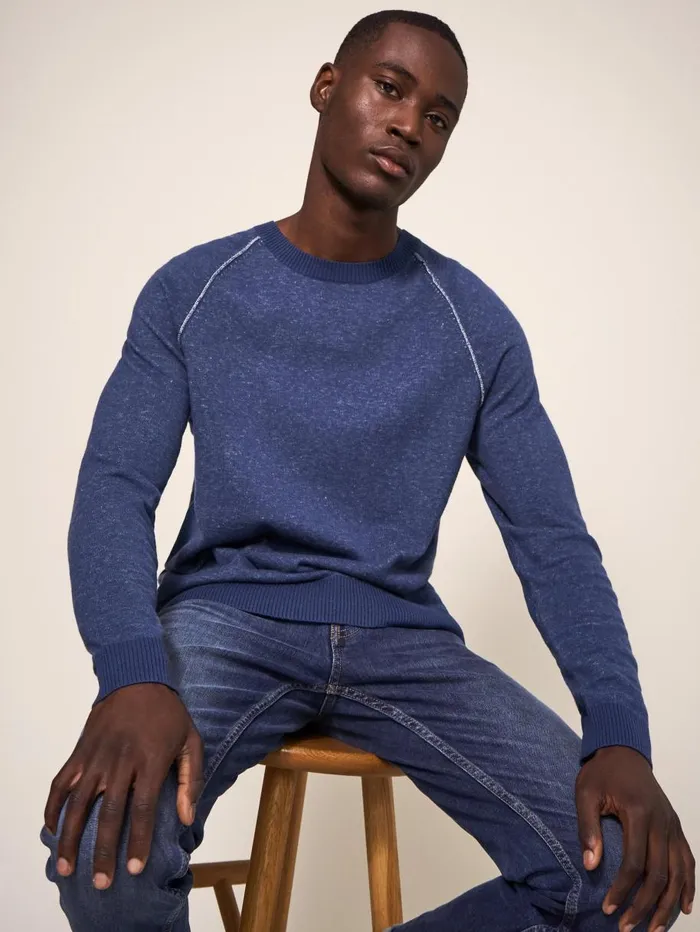 White Stuff KNITWEAR Plated Crew Indigo Blue 8211 Men White Stuff KNITWEAR Plated Crew Indigo Blue 8211 Men