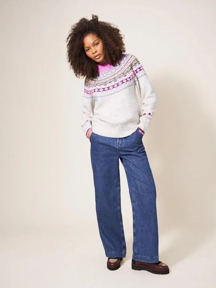 White Stuff KNITWEAR POPPY FAIRISLE JUMPER White Multi 8211 Women