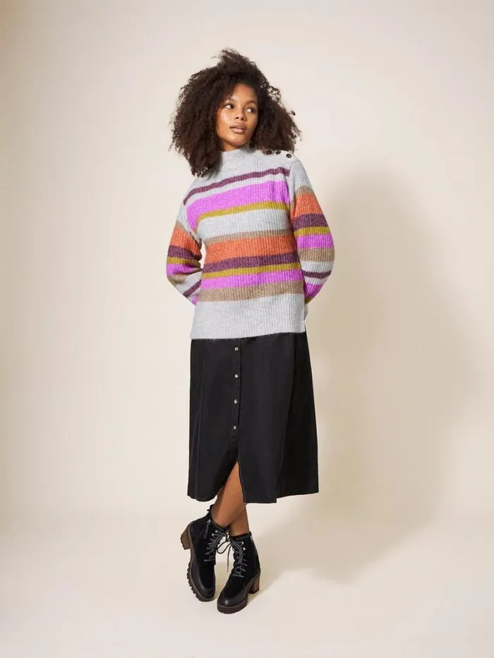 White Stuff KNITWEAR RAINBOW STRIPE JUMPER Natural Multi 8211 Women