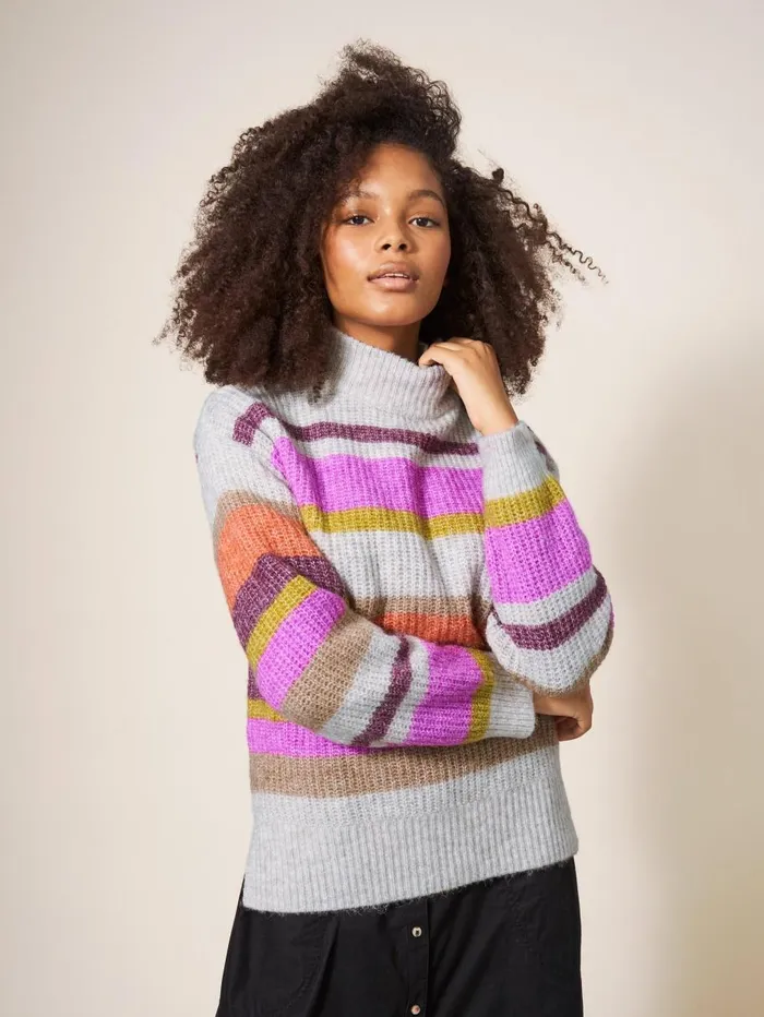 White Stuff KNITWEAR RAINBOW STRIPE JUMPER Natural Multi 8211 Women White Stuff KNITWEAR RAINBOW STRIPE JUMPER Natural Multi 8211 Women