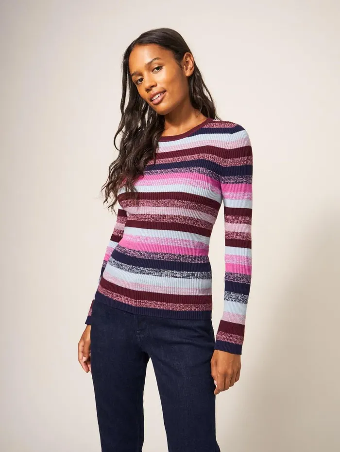 White Stuff KNITWEAR RIBBED JUMPER Purple Multi 8211 Women White Stuff KNITWEAR RIBBED JUMPER Purple Multi 8211 Women