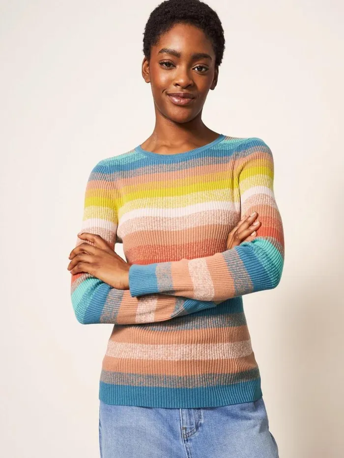 White Stuff KNITWEAR SKINNY RIBBED JUMPER Teal Multi 8211 Women White Stuff KNITWEAR SKINNY RIBBED JUMPER Teal Multi 8211 Women