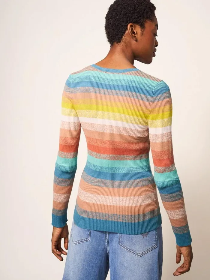White Stuff KNITWEAR SKINNY RIBBED JUMPER Teal Multi 8211 Women White Stuff KNITWEAR SKINNY RIBBED JUMPER Teal Multi 8211 Women