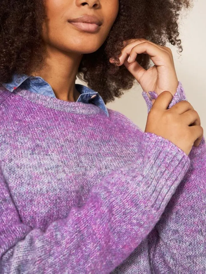 White Stuff KNITWEAR SPACE DYE WOOL JUMPER Purple Multi 8211 Women