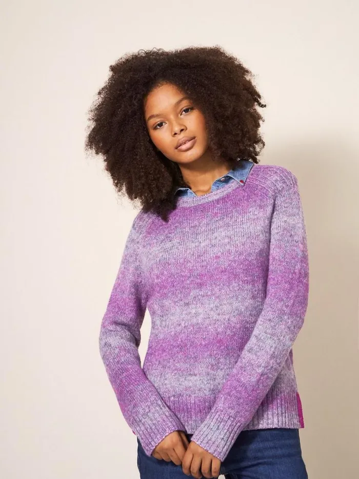 White Stuff KNITWEAR SPACE DYE WOOL JUMPER Purple Multi 8211 Women White Stuff KNITWEAR SPACE DYE WOOL JUMPER Purple Multi 8211 Women