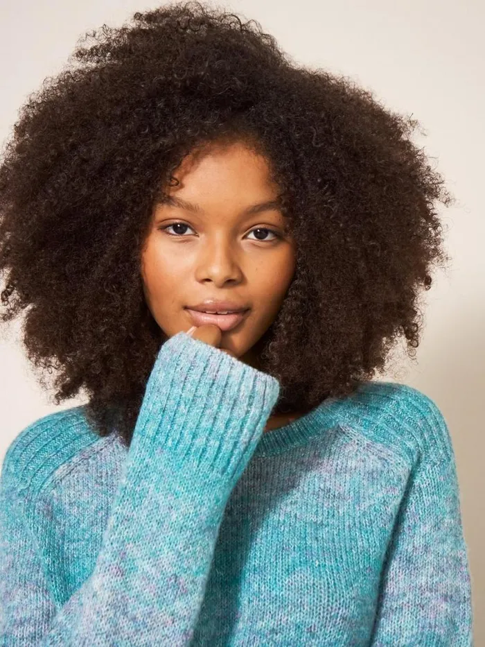 White Stuff KNITWEAR SPACE DYE WOOL JUMPER Teal Multi 8211 Women