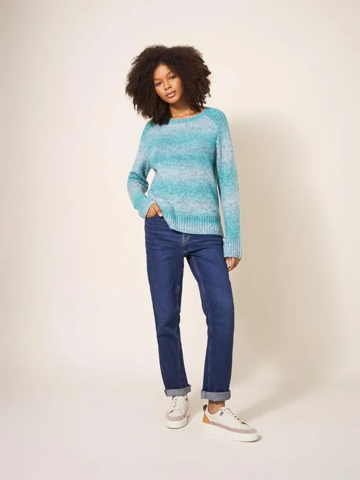 White Stuff KNITWEAR SPACE DYE WOOL JUMPER Teal Multi 8211 Women
