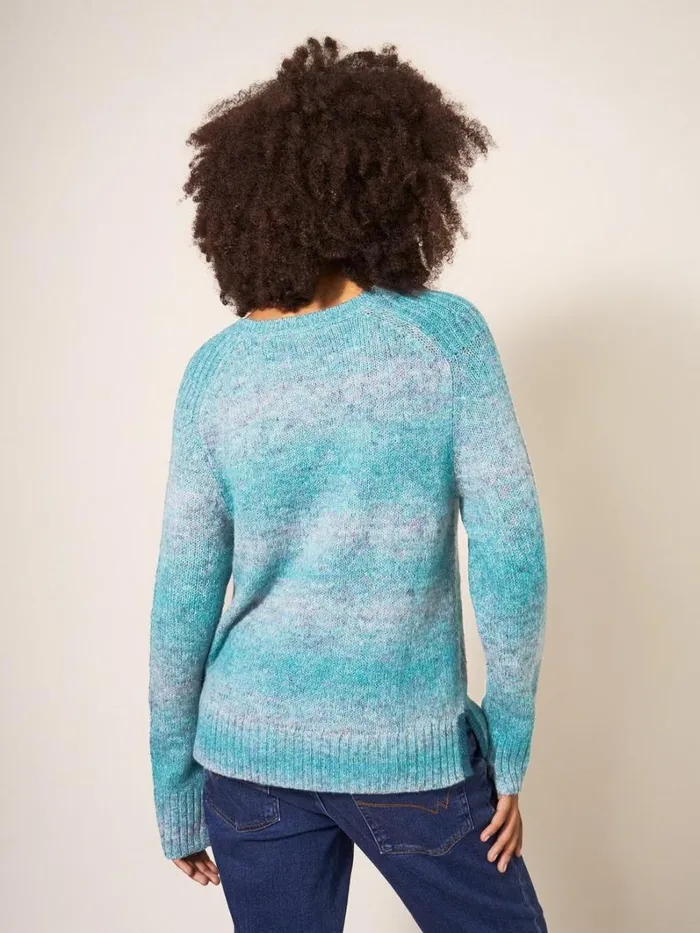 White Stuff KNITWEAR SPACE DYE WOOL JUMPER Teal Multi 8211 Women