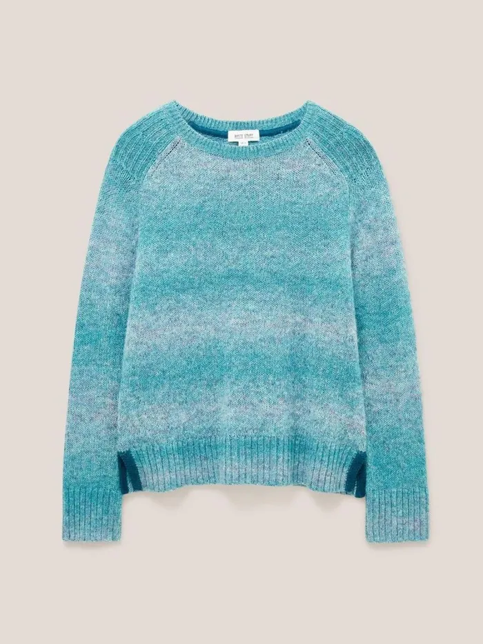 White Stuff KNITWEAR SPACE DYE WOOL JUMPER Teal Multi 8211 Women
