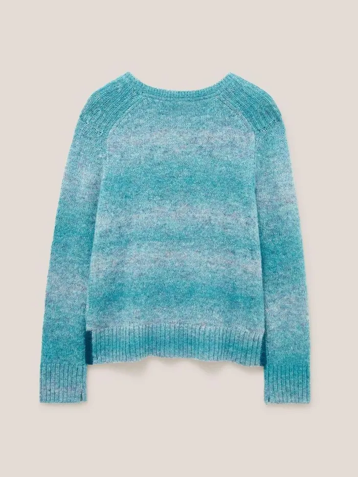 White Stuff KNITWEAR SPACE DYE WOOL JUMPER Teal Multi 8211 Women