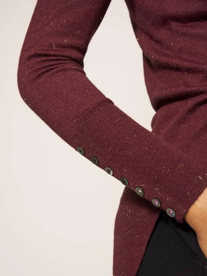 White Stuff KNITWEAR SPARKLE ROLL NECK JUMPER Dk Plum 8211 Women